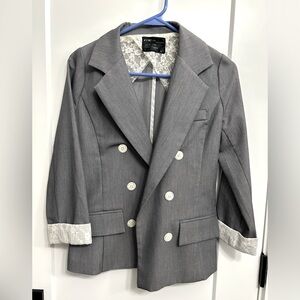 Gray and White Blazer - Size M